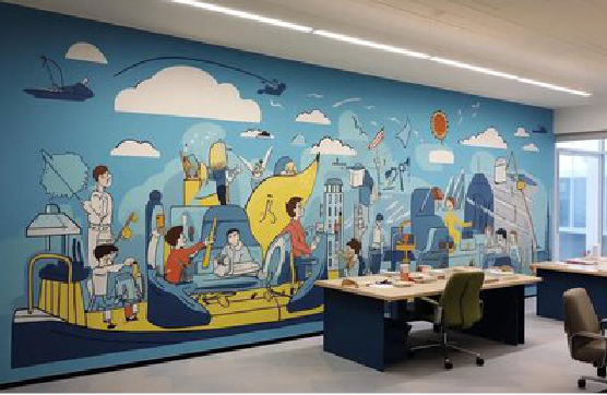  霍邱办公室墙绘的特点。